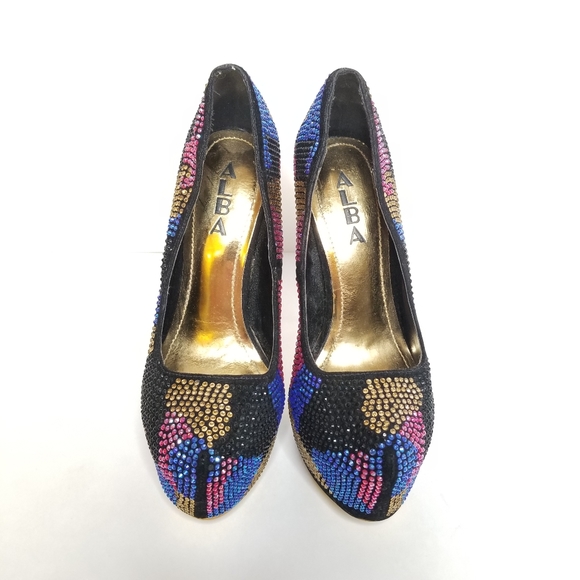 Alba Rhinestone Multicolor Platform High Heels 6.5 - Picture 4 of 7